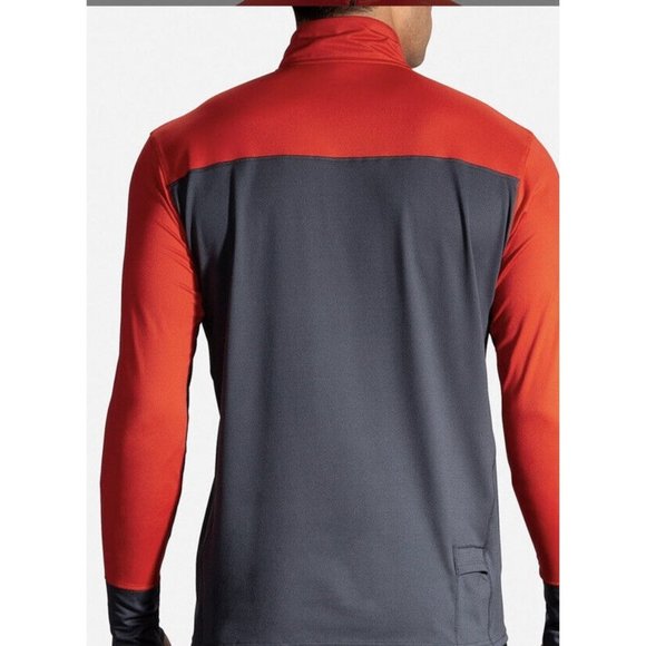 Brooks NWT Mens Running Athletic Dash Jacket 1/2 Zip Asphalt Size Small … - Picture 2 of 12